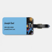 Space Age Retro mehrfarbiges Muster Gepäckanhänger (Rückseite horizontal)