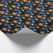 Space Age Retro mehrfarbiges Muster Geschenkpapier (Ecke)