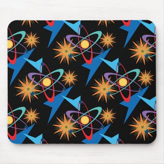 Space Age Retro mehrfarbiges Muster Mousepad (Vorne)