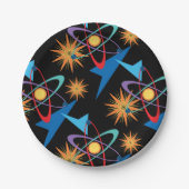 Space Age Retro mehrfarbiges Muster Pappteller (Vorderseite)