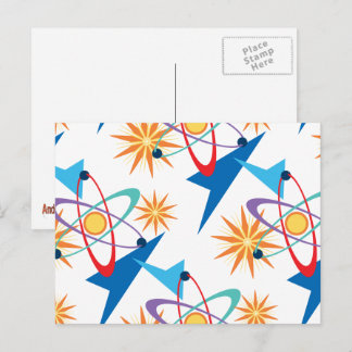 Space Age Retro mehrfarbiges Muster Postkarte
