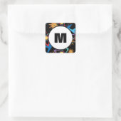 Space Age Retro mehrfarbiges Muster Quadratischer Aufkleber (Tasche)