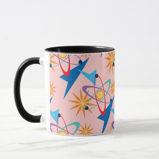 Space Age Retro mehrfarbiges Muster Tasse (Links)