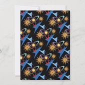 Space Age Retro Multifarbiges Muster-Party Einladung (Rückseite)