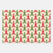 Space Age Retro Red Green Creme 50er Weihnachten Geschenkpapier Set (Vorderseite)