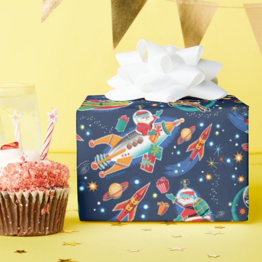 Space Age Santa Christmas Geschenkpapier (Geburtstagsparty)