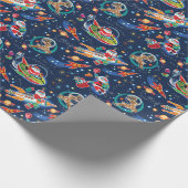 Space Age Santa Christmas Geschenkpapier (Ecke)