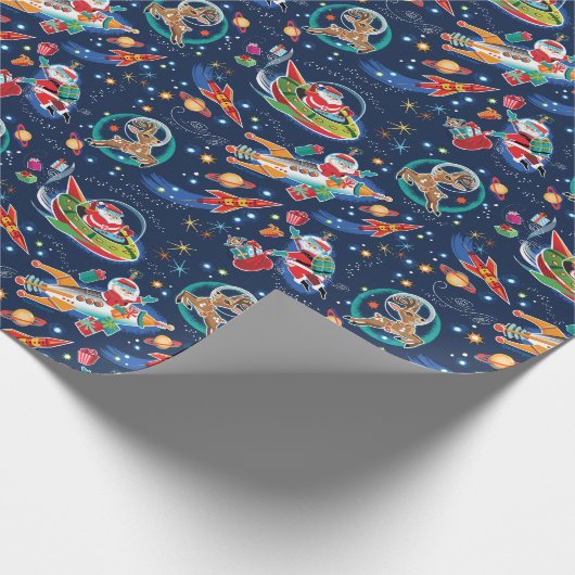 Space Age Santa Christmas Geschenkpapier (Ecke)