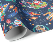 Space Age Santa Christmas Geschenkpapier (Rolleneckpunkt)