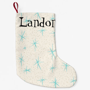 Space Age Türkis Sternenexplosionen X-Mas Socke