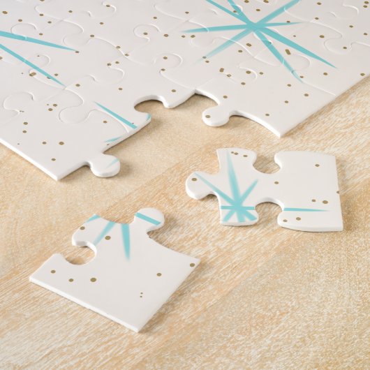 Space Age Türkis Sternexplosionen Puzzle (Seite)