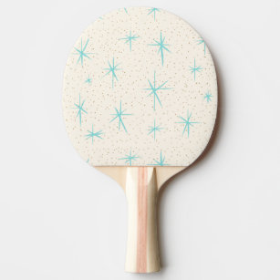 Space Age Türkise Sternexplosionen Ping Pong Paddl Tischtennis Schläger