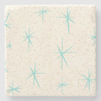 Space Age Türkise Sternexplosionen Stone Untersetz