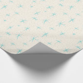 Space Age Turquoise Starbursts Wrapping Paper Geschenkpapier (Ecke)