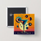 Space Age Willkommen im Atomi Martini Club Button (Vorne & Hinten)