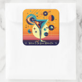 Space Age Willkommen im Atomi Martini Club Quadratischer Aufkleber (Tasche)