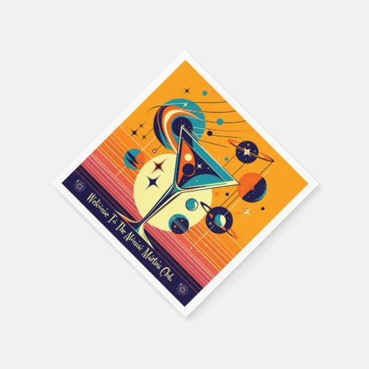 Space Age Willkommen im Atomi Martini Club Serviette (Ecke)