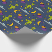 Space Aiens und Flying Saucers Sci-Fi Themed Geschenkpapier (Ecke)