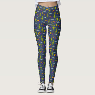 Space Aiens und Flying Saucers Sci-Fi Themed Leggings
