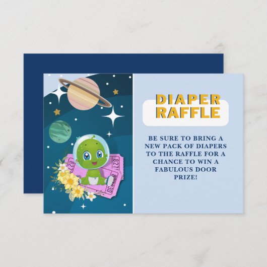 Space Alien Baby Duwer Diaper Raffle Begleitkarte (Vorne/Hinten)