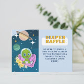 Space Alien Baby Duwer Diaper Raffle Begleitkarte (Stehend Vorderseite)