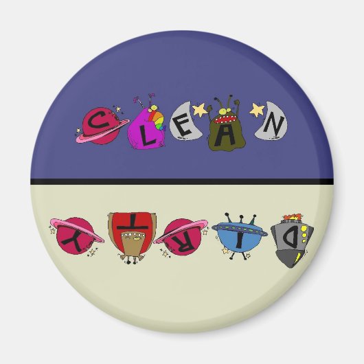 Space Alien Clean Dirty Dishwasher Magnet (Vorne)