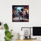 Space Alien Dancing, Cowgirl, Cowboys Watching ~ Poster (Heimbüro)