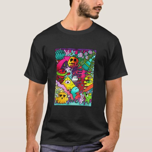 Space Alien Doodle Art Niedlich Comic Monster Illu T-Shirt (Vorderseite)