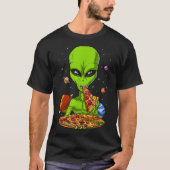 Space Alien Eating Pizza Funny UFO Science Fiction T-Shirt (Vorderseite)