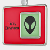 Space Alien Extraterrestrial Sein Rahmen-Ornament Silber (Links)
