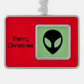 Space Alien Extraterrestrial Sein Rahmen-Ornament Silber (Vorderseite)