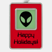 Space Alien Extraterrestrial Sein Rahmen-Ornament Silber (Vorderseite)