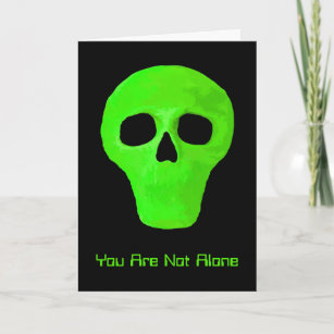 Space Alien Face Funny Green Black UFO Karte