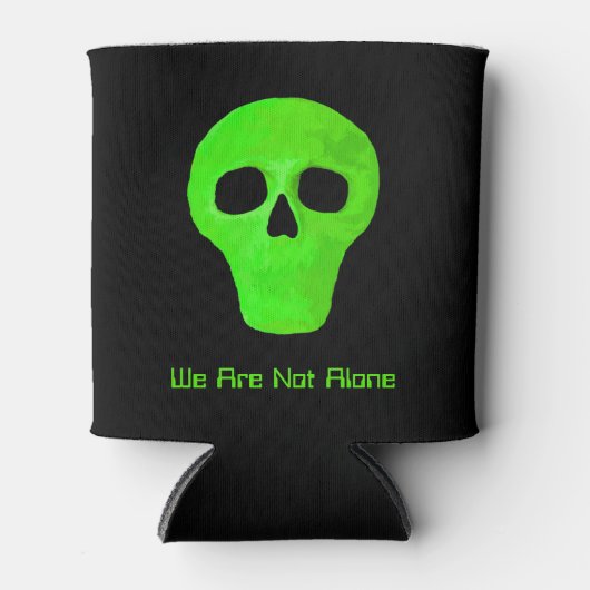 Space Alien Face Neon Green Black UFO Dosenkühler (Vorderseite)