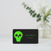 Space Alien Face Neon Green Black UFO Visitenkarte (Stehend Vorderseite)