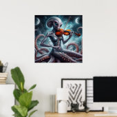 Space Alien Femail Octopus Violin Player 03X Poster (Heimbüro)
