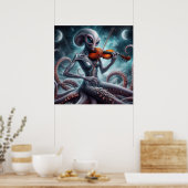 Space Alien Femail Octopus Violin Player 03X Poster (Küche)