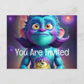 Space Alien & Friend Einladungspostkarte (Vorderseite)