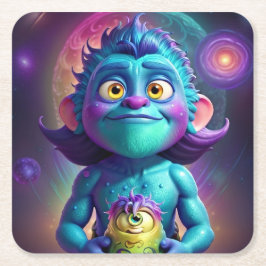 Space Alien & Friend Rechteckiger Pappuntersetzer