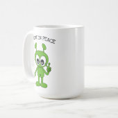 Space Alien Peace Sign "I Come in Peace" Kaffeetasse (Vorderseite Links)