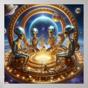 Space Alien Quartett, Trumpet, Sax, etc. Poster