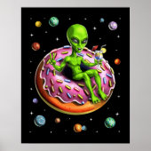 Space Alien Riding Donut Poster (Vorne)