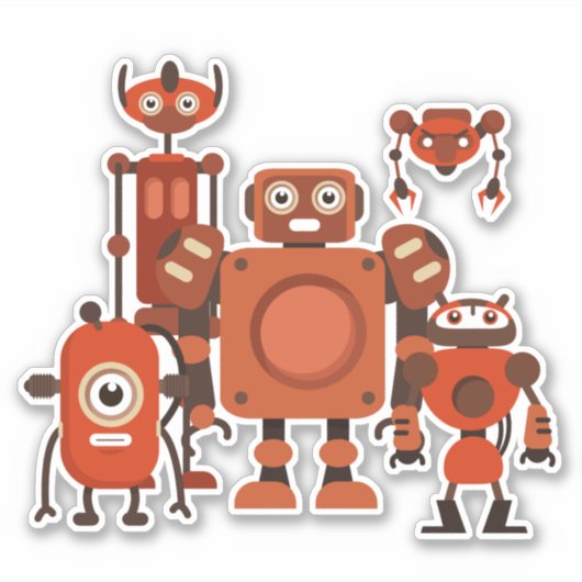 Space Alien Robots Vinyl Sticker (Vorderseite)