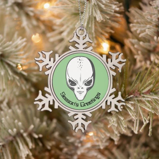 Space Alien Sci Fi Schneeflocken Zinn-Ornament (Baum)