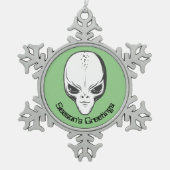 Space Alien Sci Fi Schneeflocken Zinn-Ornament (Vorderseite)