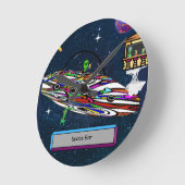 Space Alien trinken Bar ufo Runde Wanduhr (Winkel)
