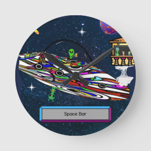 Space Alien trinken Bar ufo Runde Wanduhr