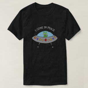 Space Alien UFO I come in Peace Sign Men's T-Shirt