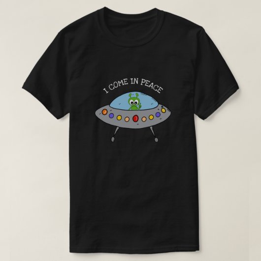 Space Alien UFO I come in Peace Sign Men's T-Shirt (Design vorne)