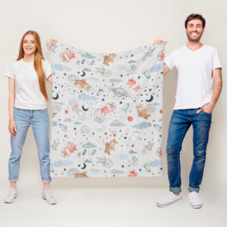 Space Animales - graue Textur Fleecedecke